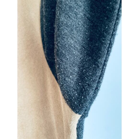 Ecru Suede Long Sleeve Top Large Gray and Tan - Picture 3 of 7